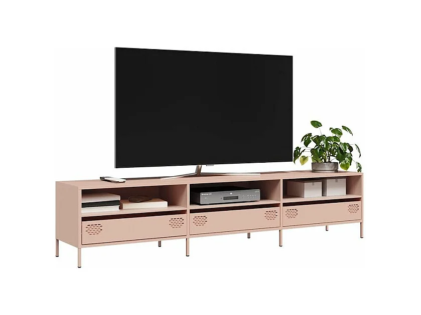 Meuble TV rose 202x39x43,5 acier laminé à froid