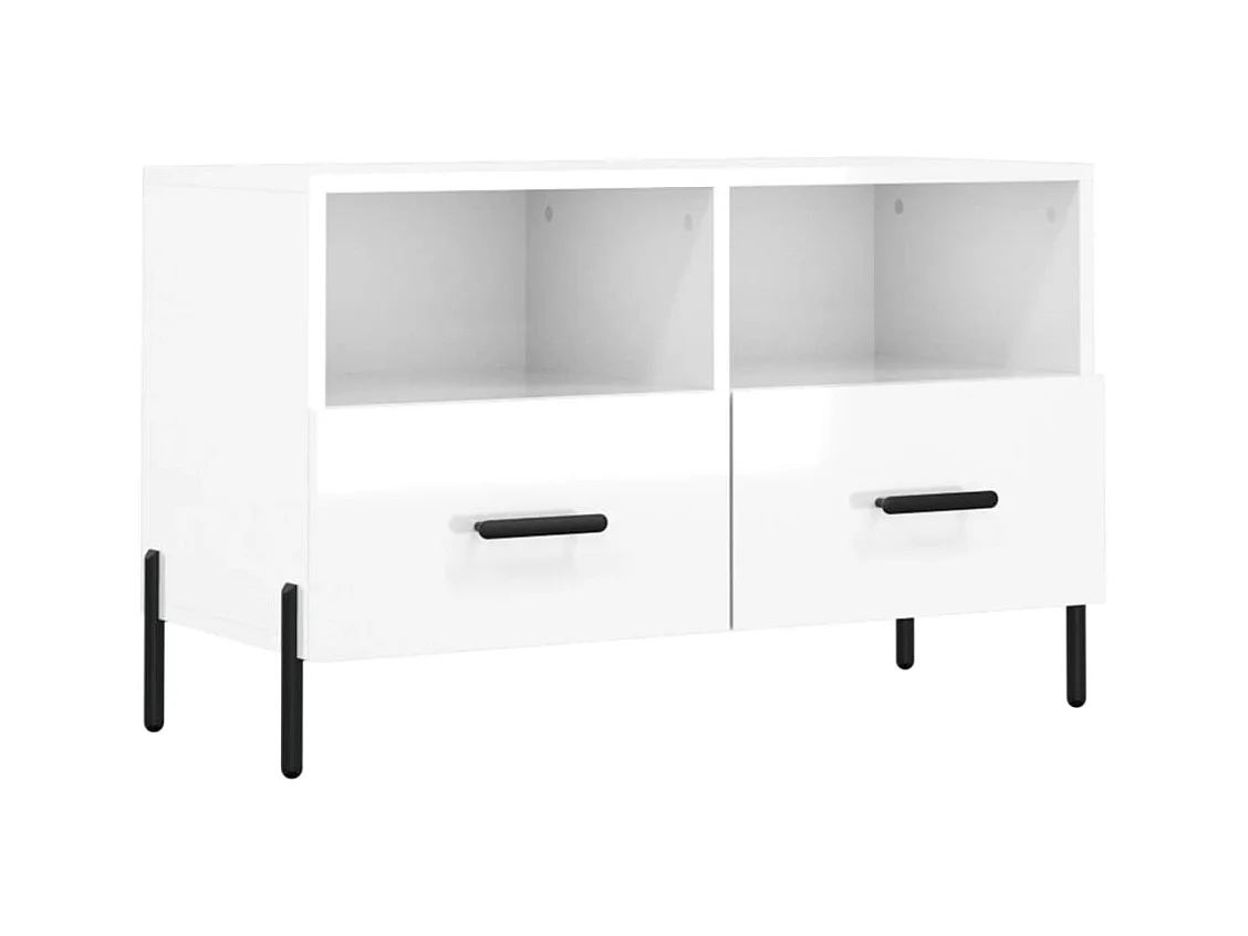 Meuble TV Blanc brillant 80x36x50 Bois d'ingénierie