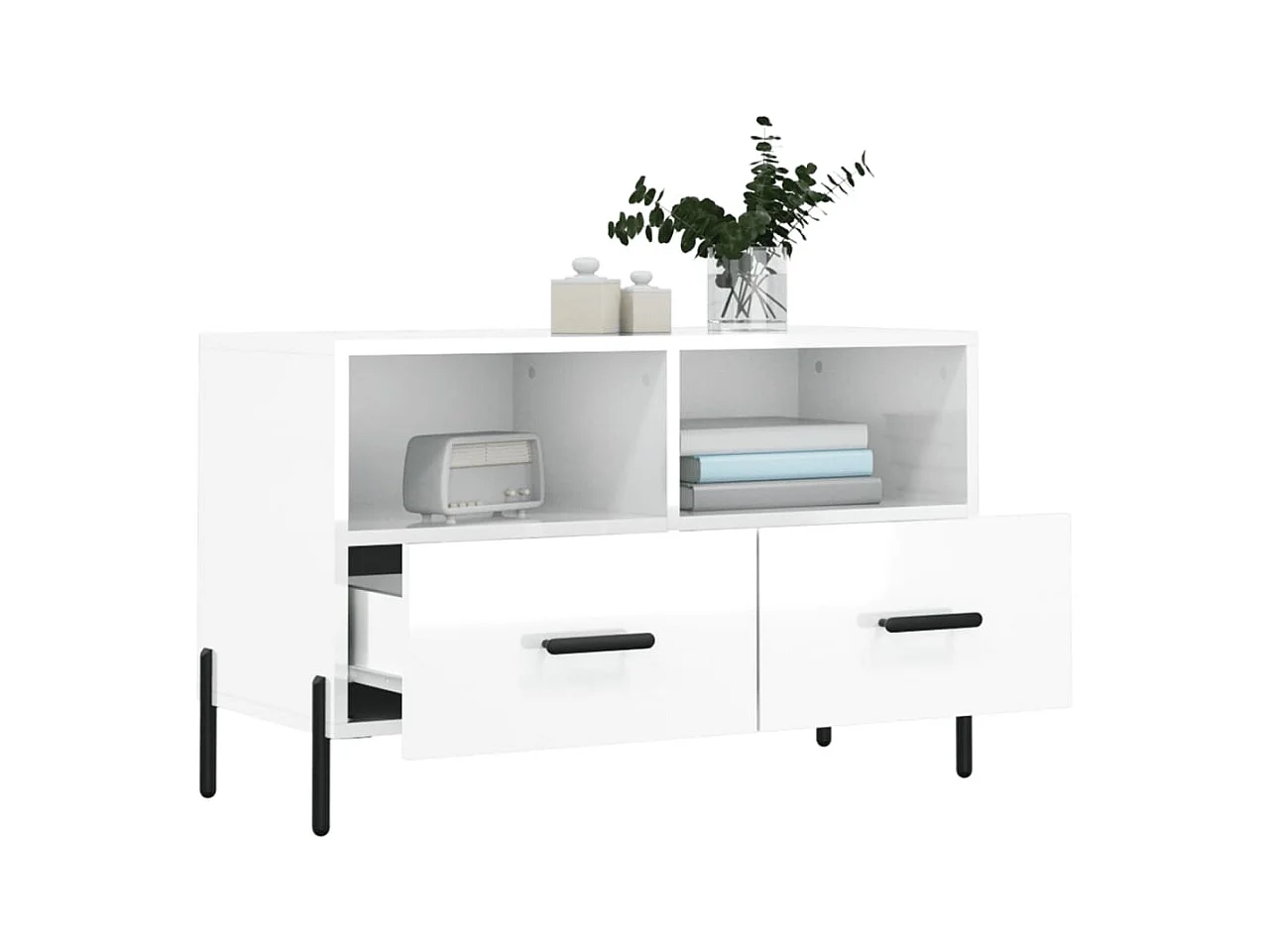 Meuble TV Blanc brillant 80x36x50 Bois d'ingénierie