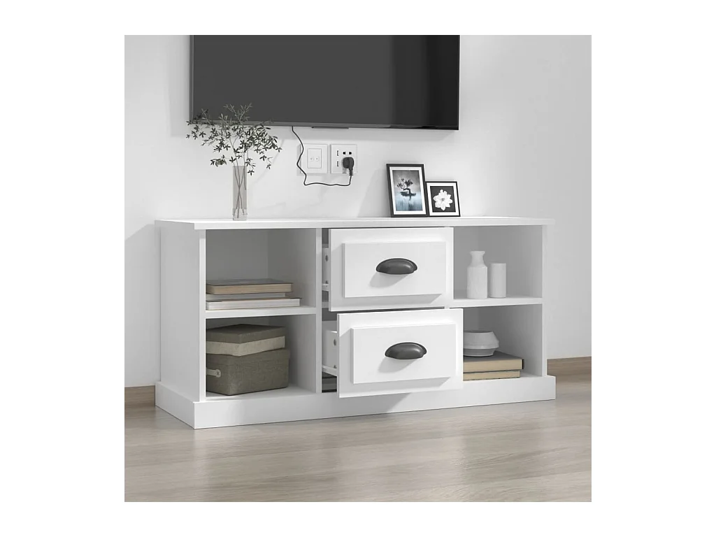 Meuble TV blanc 99,5x35,5x48 bois d'ingénierie