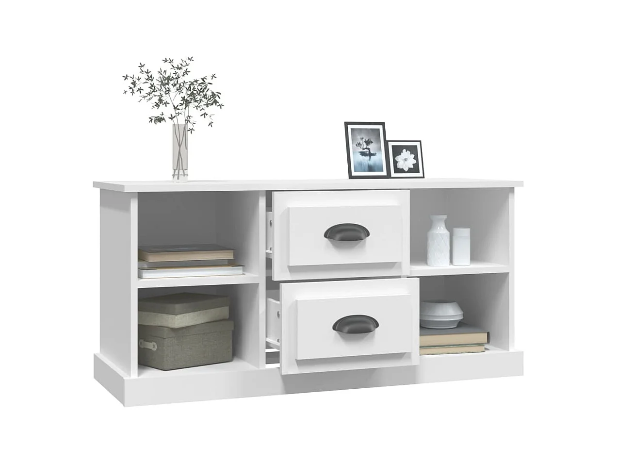 Meuble TV blanc 99,5x35,5x48 bois d'ingénierie