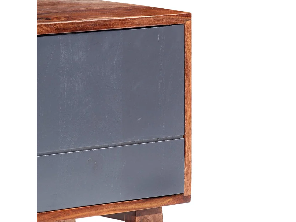 Meuble TV Gris 140x30x45 Bois massif