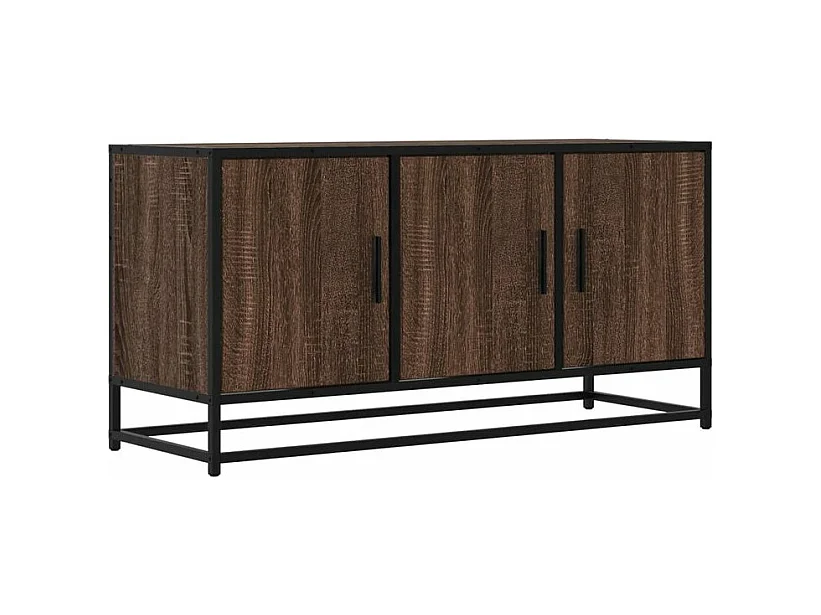 Meuble TV chêne marron 100x35x50 bois d'ingénierie et métal