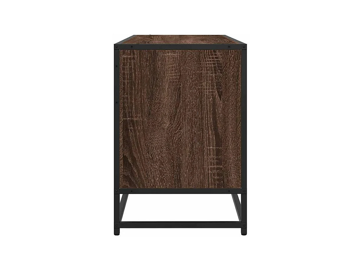 Meuble TV chêne marron 100x35x50 bois d'ingénierie et métal