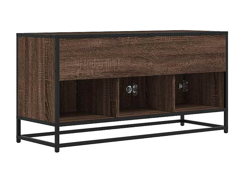 Meuble TV chêne marron 100x35x50 bois d'ingénierie et métal