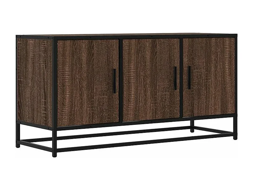 Meuble TV chêne marron 100x35x50 bois d'ingénierie et métal