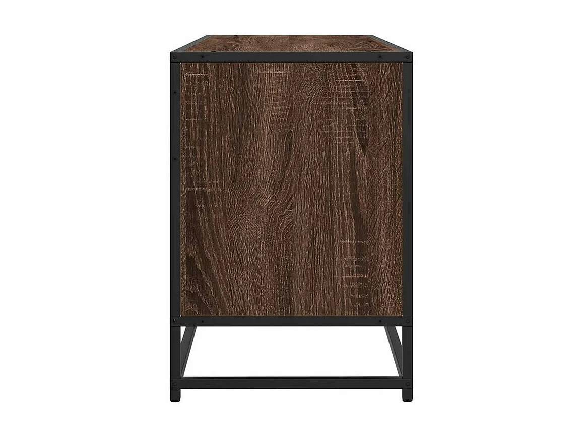 Meuble TV chêne marron 100x35x50 bois d'ingénierie et métal