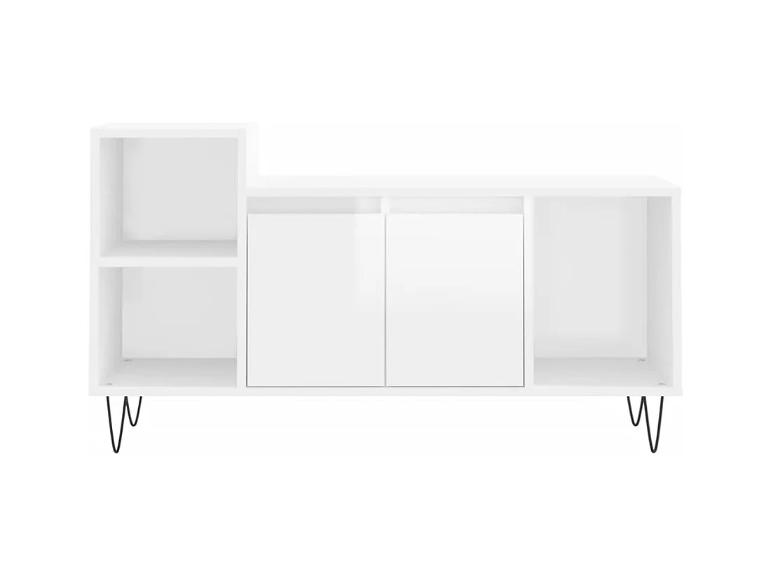 Meuble TV Blanc brillant 100x35x55 Bois d'ingénierie