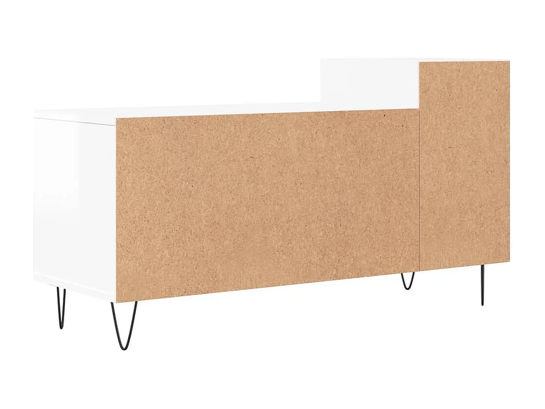 Meuble TV Blanc brillant 100x35x55 Bois d'ingénierie