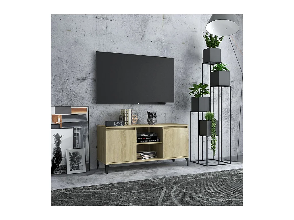 Meuble TV avec pieds en métal Chêne sonoma 103,5x35x50