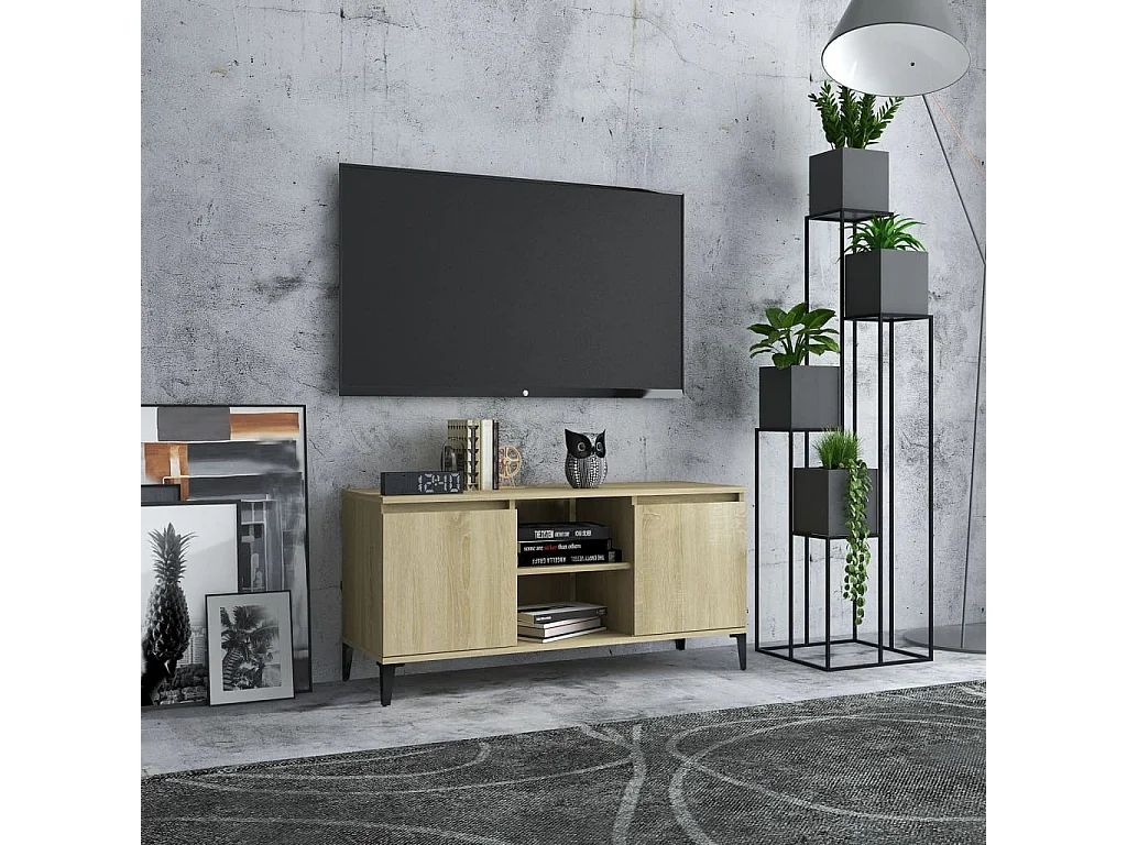Meuble TV avec pieds en métal Chêne sonoma 103,5x35x50