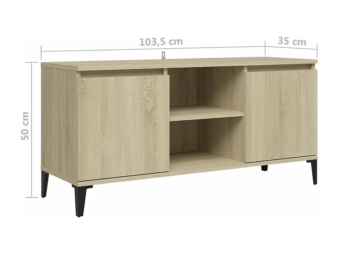 Meuble TV avec pieds en métal Chêne sonoma 103,5x35x50
