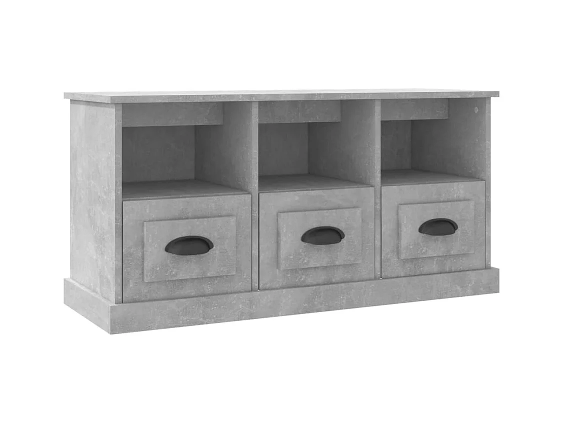 Meuble TV gris béton 100x35x50 bois d'ingénierie