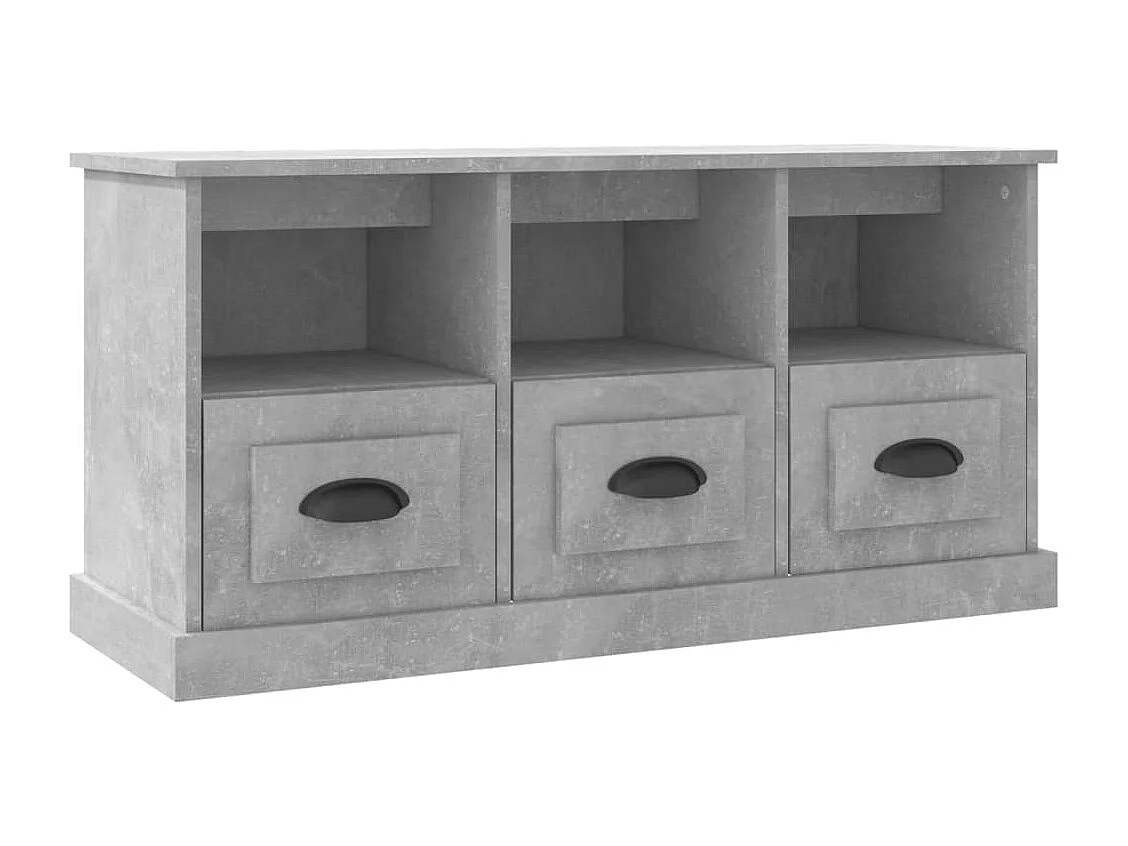 Meuble TV gris béton 100x35x50 bois d'ingénierie