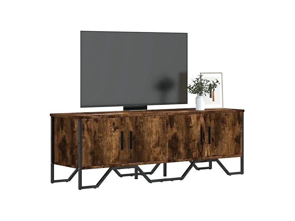 Meuble TV chêne fumé 122x34x41 bois d'ingénierie