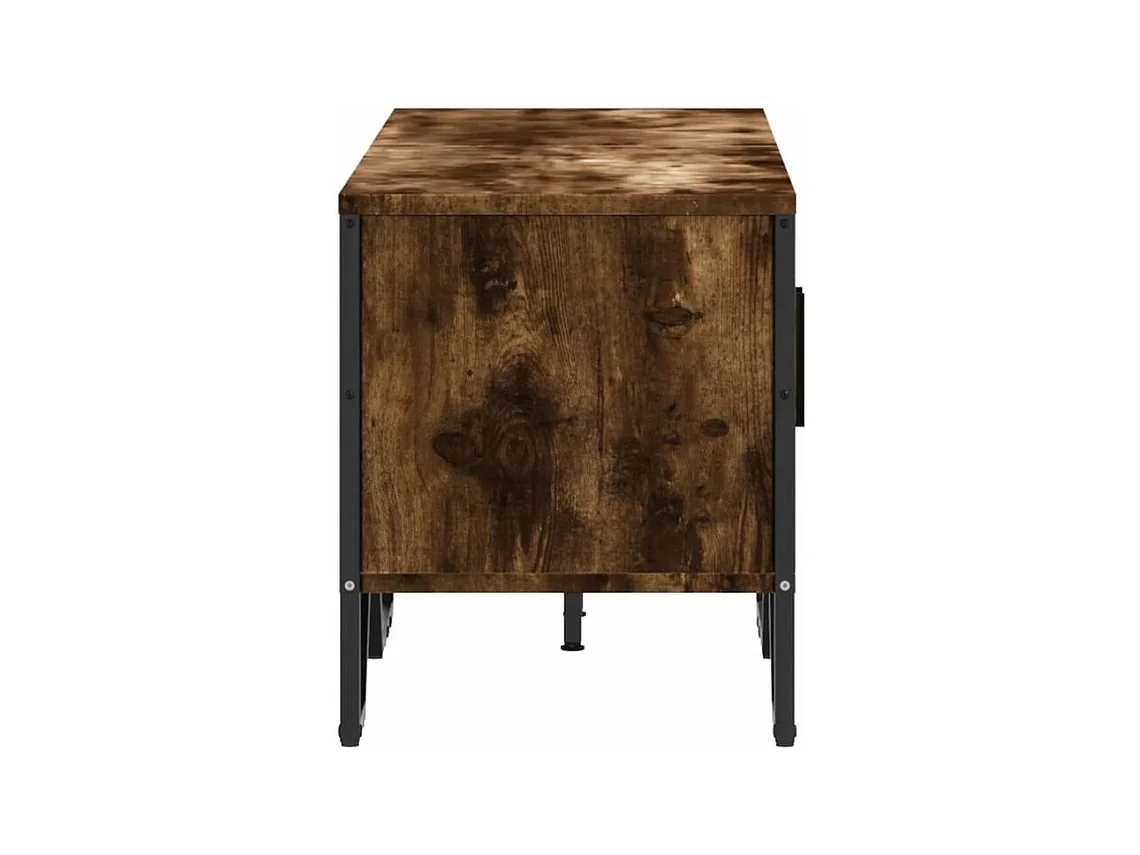 Meuble TV chêne fumé 122x34x41 bois d'ingénierie