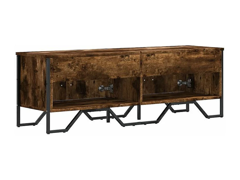 Meuble TV chêne fumé 122x34x41 bois d'ingénierie