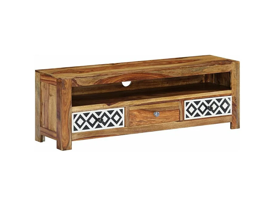 Meuble TV 3 tiroirs 1 niche sesham clair Balima