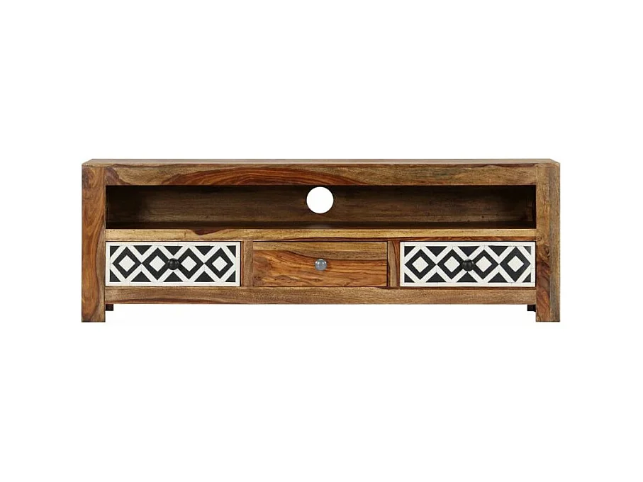 Meuble TV 3 tiroirs 1 niche sesham clair Balima