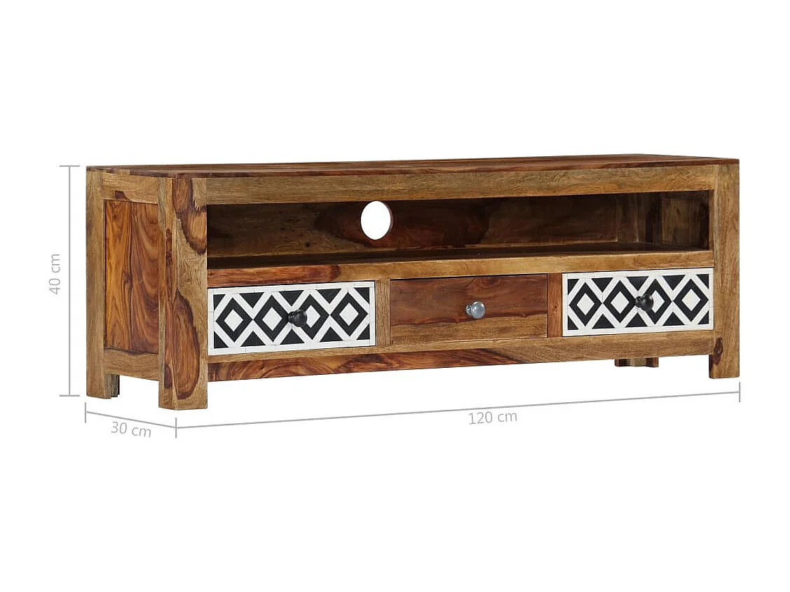 Meuble TV 3 tiroirs 1 niche sesham clair Balima