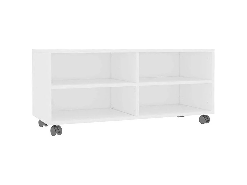 Meuble TV 4 compartiments bois blanc Reaza 90cm