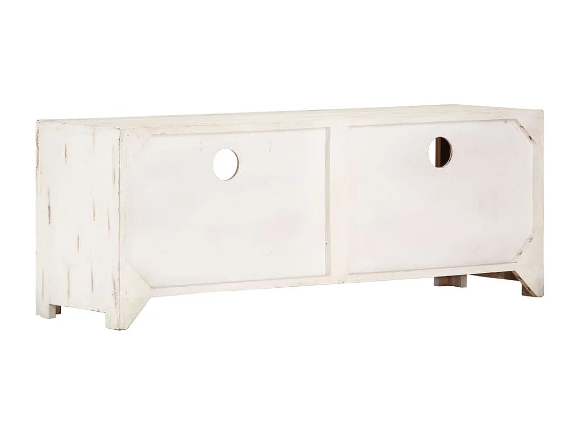 Meuble TV Bois massif d'acacia 110x30x40 Blanc