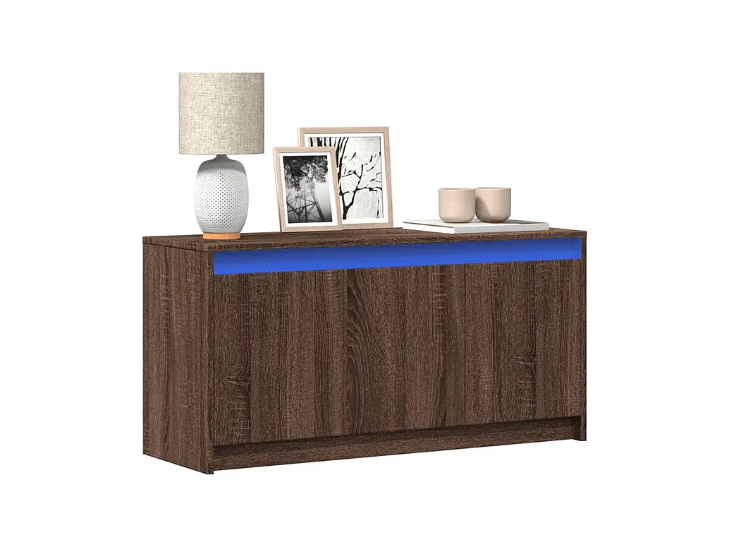 Meuble TV avec LED chêne marron 100x34x50 bois d'ingénierie