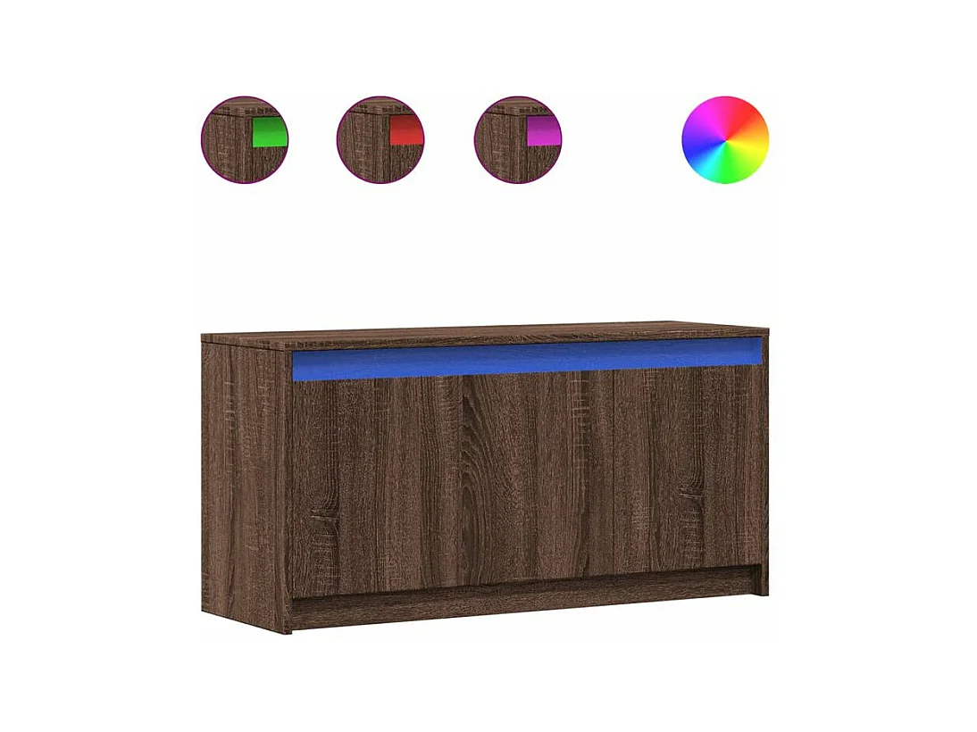 Meuble TV avec LED chêne marron 100x34x50 bois d'ingénierie