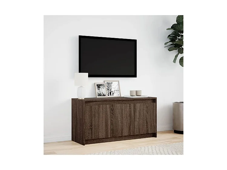 Meuble TV avec LED chêne marron 100x34x50 bois d'ingénierie