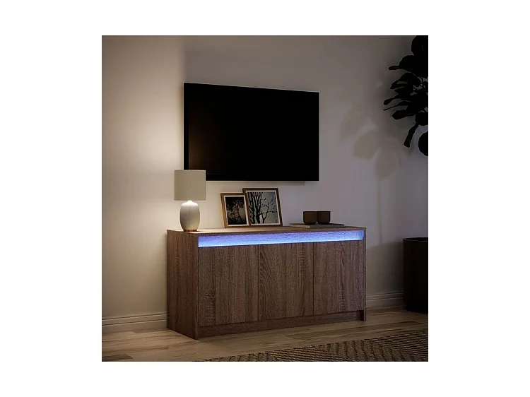Meuble TV avec LED chêne marron 100x34x50 bois d'ingénierie