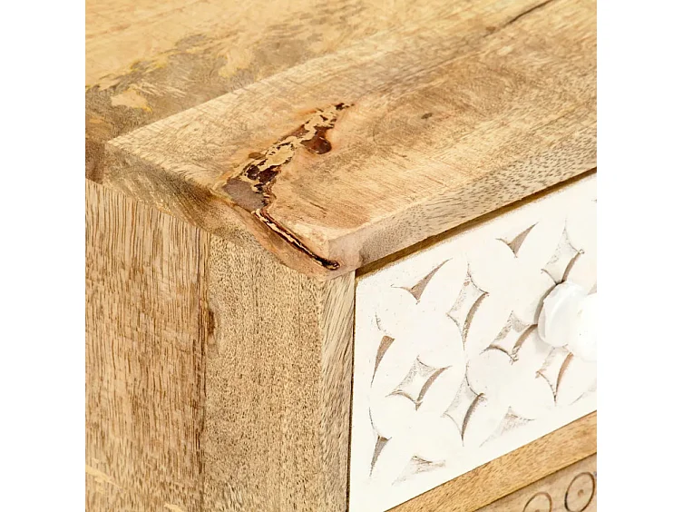 Meuble TV 4 portes 4 tiroirs manguier massif clair Maneci