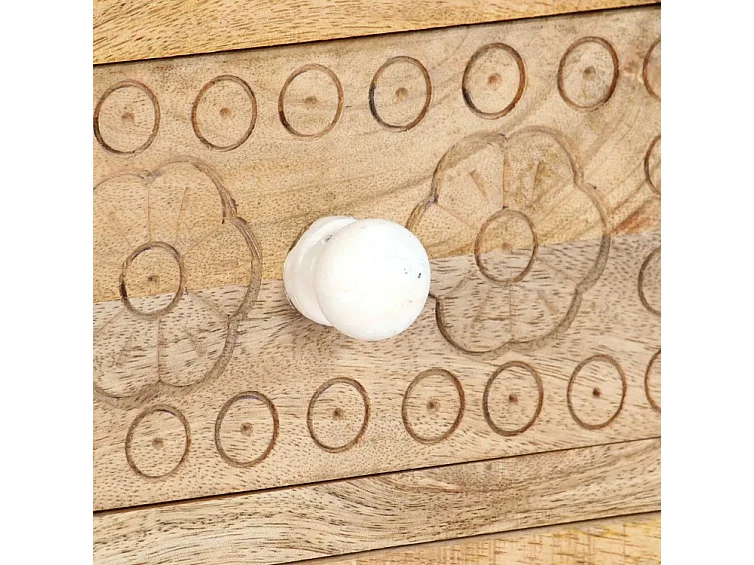 Meuble TV 4 portes 4 tiroirs manguier massif clair Maneci