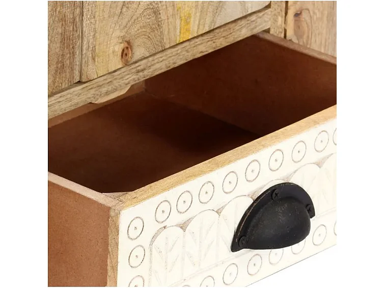 Meuble TV 4 portes 4 tiroirs manguier massif clair Maneci