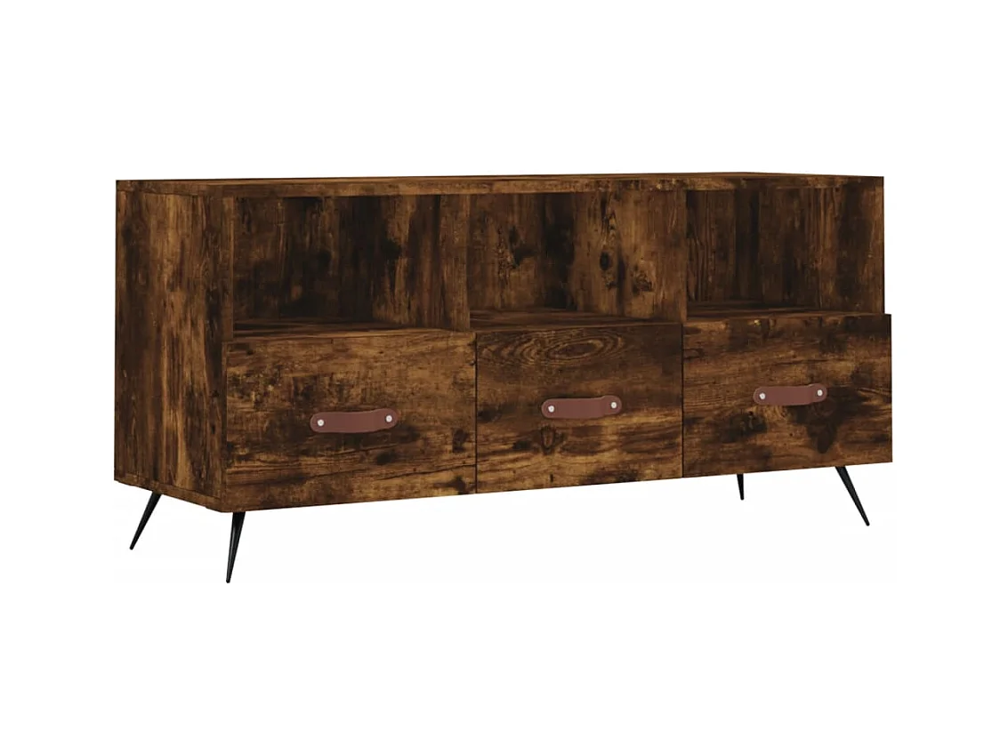 Meuble TV chêne fumé 102x36x50 bois d'ingénierie