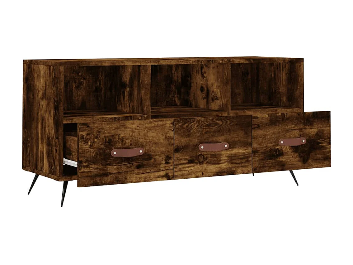 Meuble TV chêne fumé 102x36x50 bois d'ingénierie