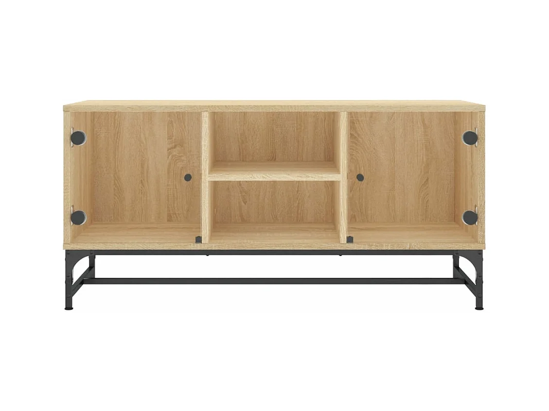 Meuble TV avec portes en verre chêne sonoma 102x37x50