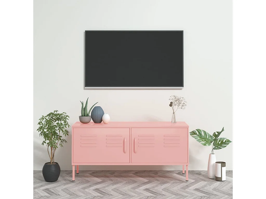 Meuble TV Rose 105x35x50 Acier 2