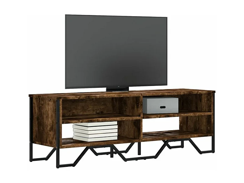 Meuble TV chêne fumé 122x34x41 bois d'ingénierie
