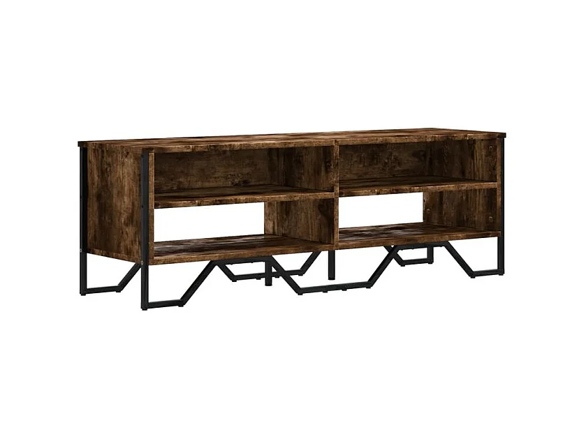 Meuble TV chêne fumé 122x34x41 bois d'ingénierie