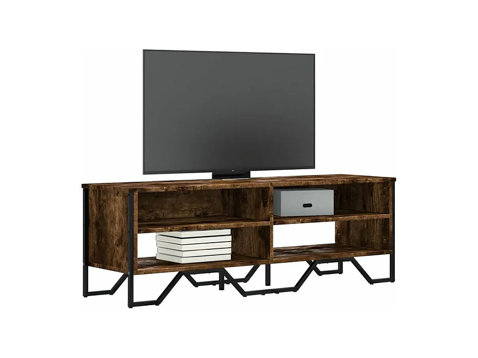Meuble TV chêne fumé 122x34x41 bois d'ingénierie