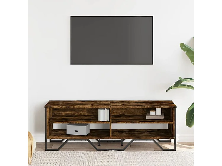 Meuble TV chêne fumé 122x34x41 bois d'ingénierie