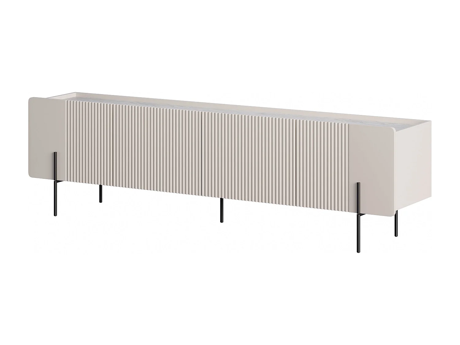 Mobile TV 2 ante 2 cassetti con piede in metallo cashmere 200x57 cm