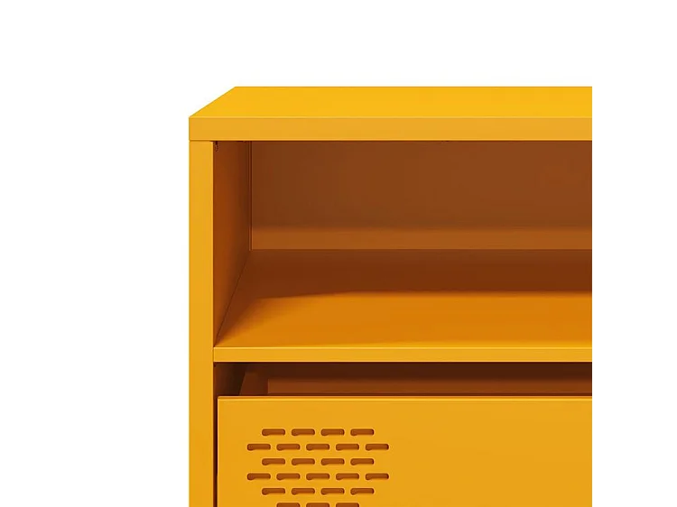 Meuble TV jaune moutarde 135x39x43,5 acier laminé à froid