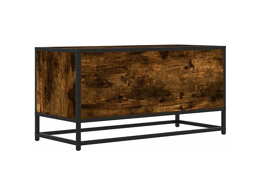 Meuble TV chêne fumé 80x34,5x40 bois d'ingénierie et métal