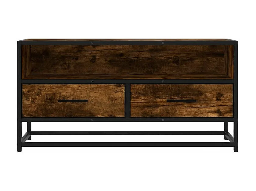 Meuble TV chêne fumé 80x34,5x40 bois d'ingénierie et métal