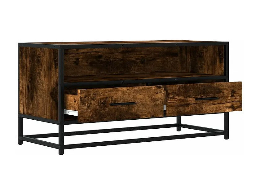 Meuble TV chêne fumé 80x34,5x40 bois d'ingénierie et métal