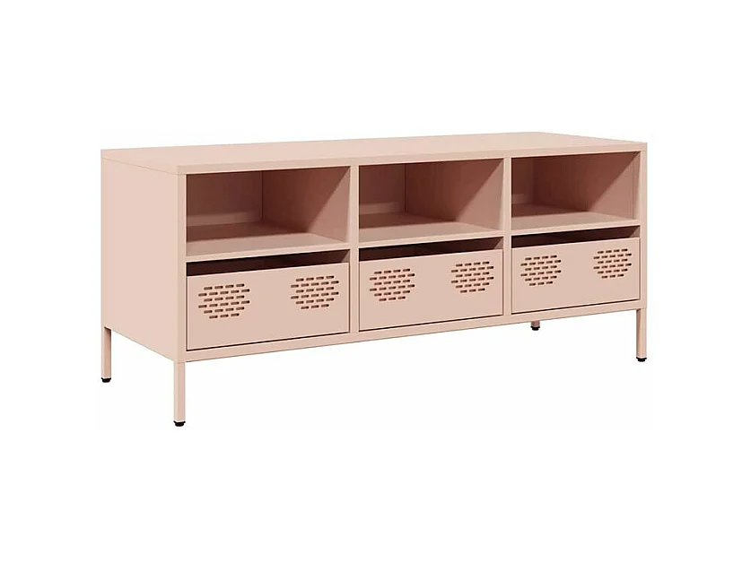 Meuble TV rose 101,5x39x43,5 acier laminé à froid