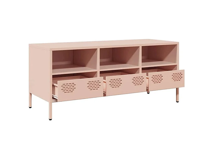 Meuble TV rose 101,5x39x43,5 acier laminé à froid