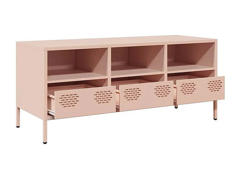 Meuble TV rose 101,5x39x43,5 acier laminé à froid