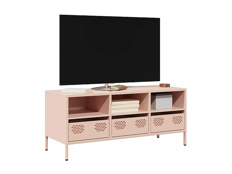 Meuble TV rose 101,5x39x43,5 acier laminé à froid